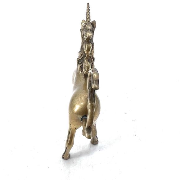 Vintage Solid Brass Unicorn Sculpture Figurine Fantasy Mythical Decor - Picture 9 of 13